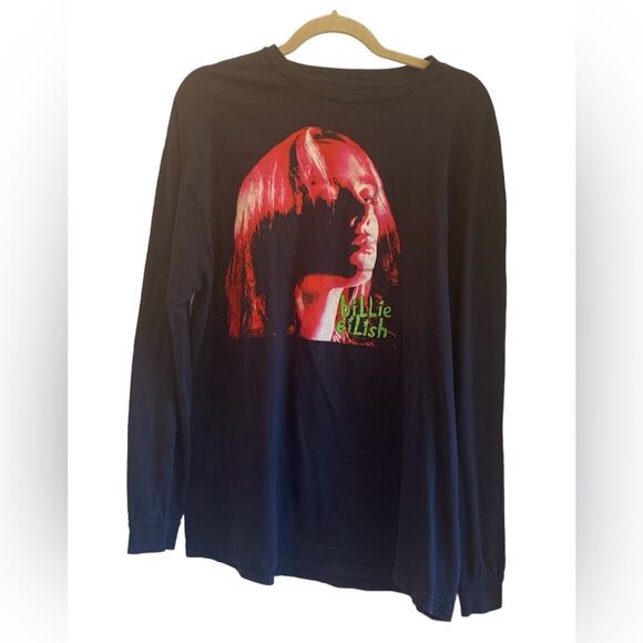 Billie Eilish women’s extra large long sleeve black graphic tee t-shirt - Picture 1 of 4
